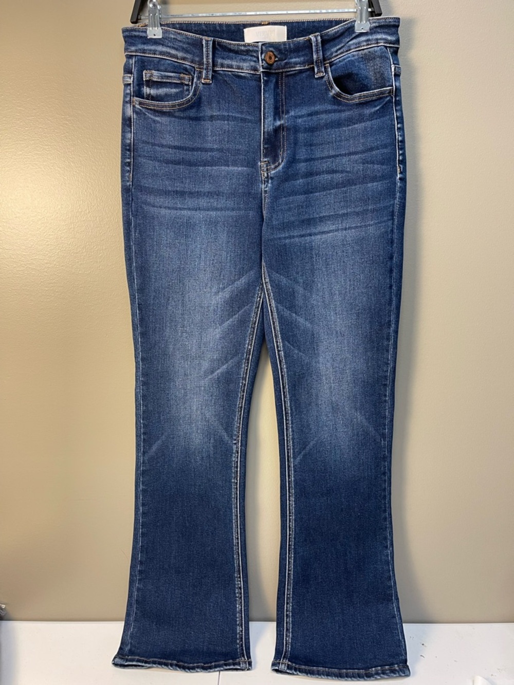 Dark Blue Stretch Flare Jeans for Women